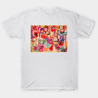 Abstract Mod Mars Retrograde Channeled Painting T-Shirt